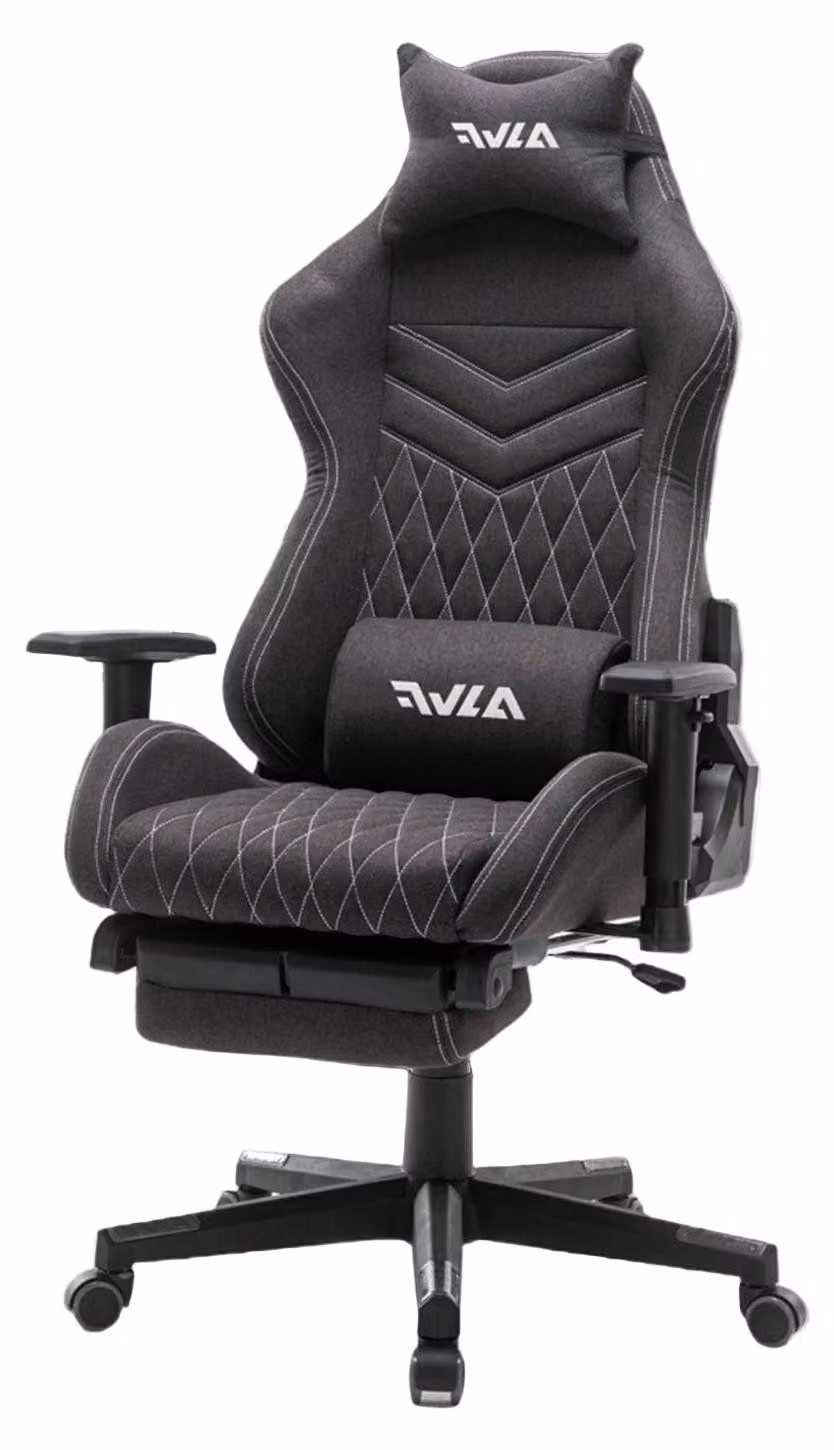 Sedia da gaming – Sedia da gaming ergonomica con tessuto traspirante e poggiapiedi, colore nero