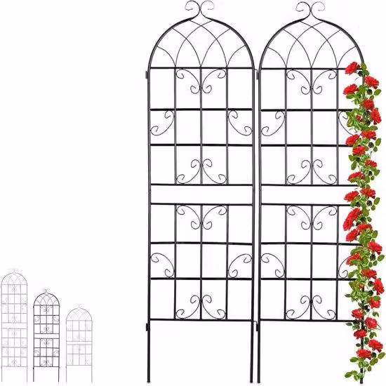 Recinzione da giardino in metallo, 2 elementi, 180 x 50 cm, nera
