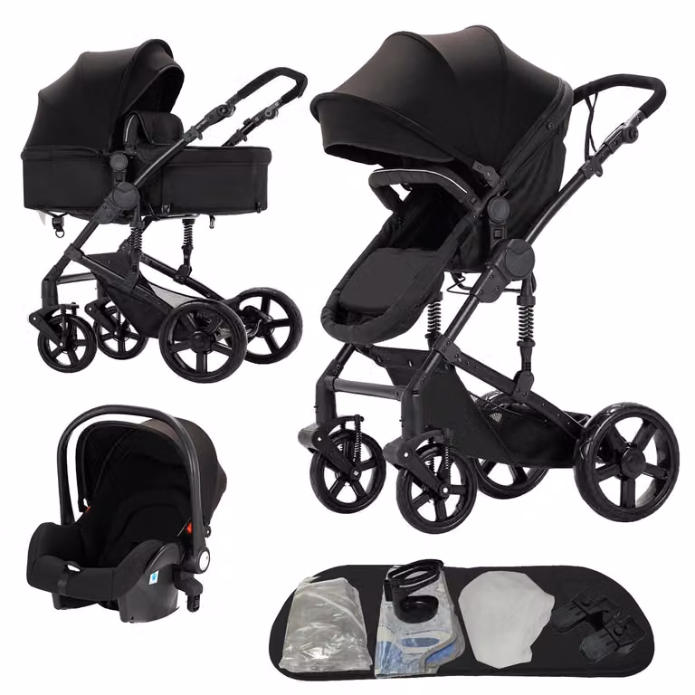 Passeggino per bambini, leggero, design pieghevole, colore nero (modello B588)