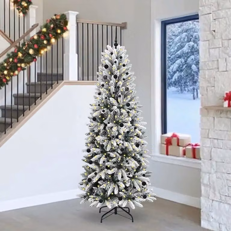 Albero di Natale artificiale moderno vidaXL bianco con 300 LED luce bianca calda, Altezza: 240 cm