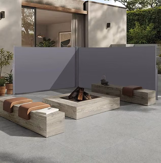 Tenda laterale retrattile in poliestere con rivestimento PU; grigio scuro