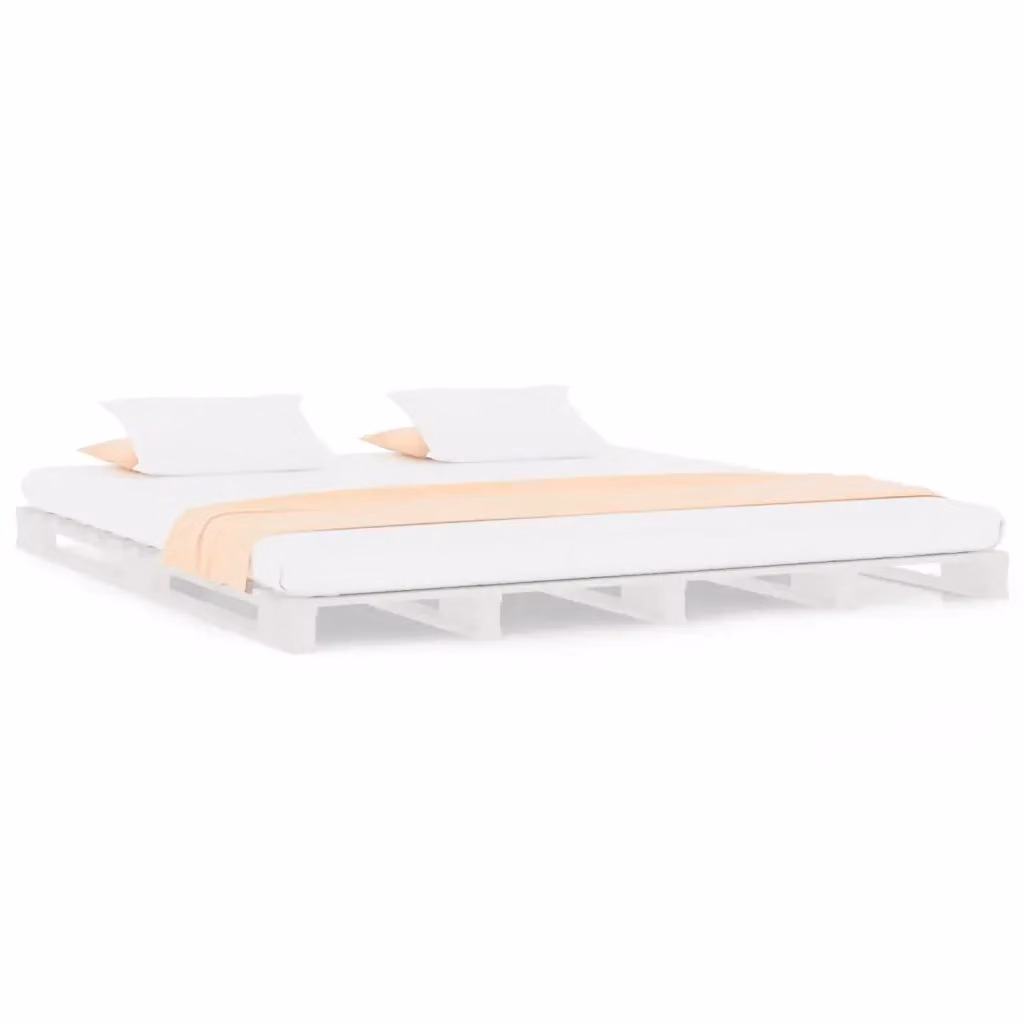 Letto a Pallet vidaXL in Legno di Pino Bianco Super King L: 180 cm, P: 200 cm – 2