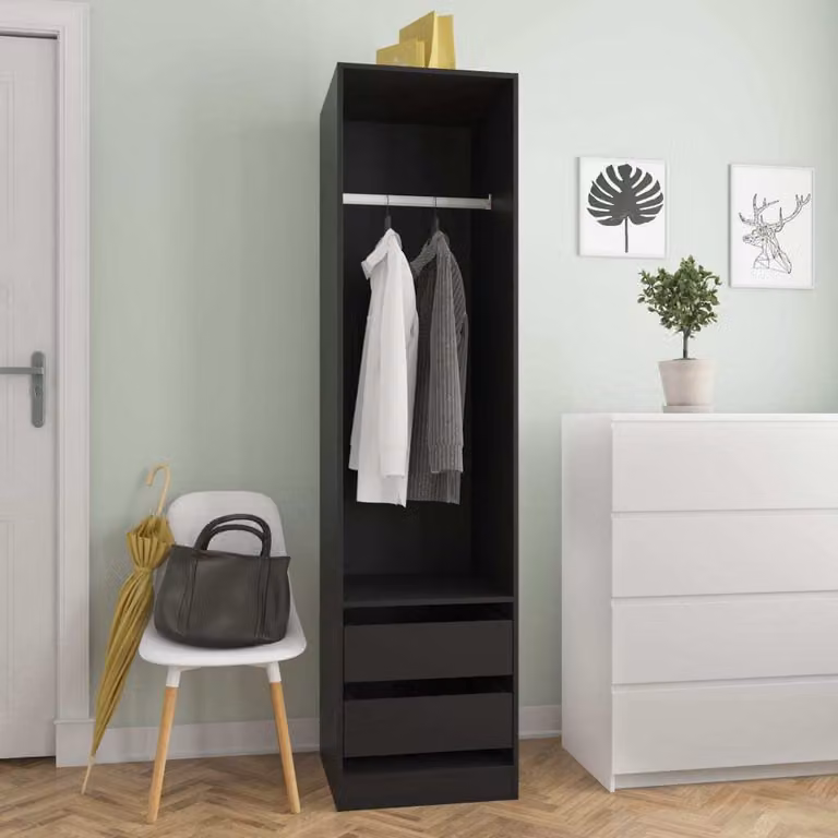 vidaXL Armadio con cassetti nero 50x50x200cm Materiale a base di legno - Armadio - Armadi - Armadio a muro - Guardaroba