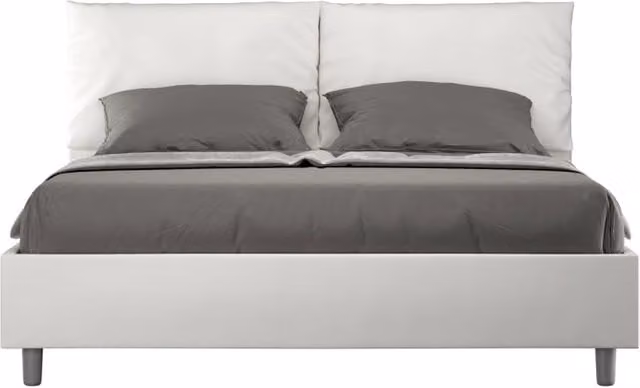 Letto matrimoniale imbottito con contenitore Ityhome Antea in similpelle bianca L/P/H: 160 x 200 x 110 cm – 1