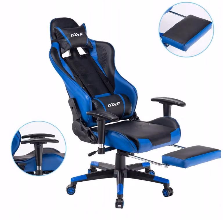 Sedia da gaming – Sedia ergonomica da scrivania con schienale e poggiapiedi regolabili