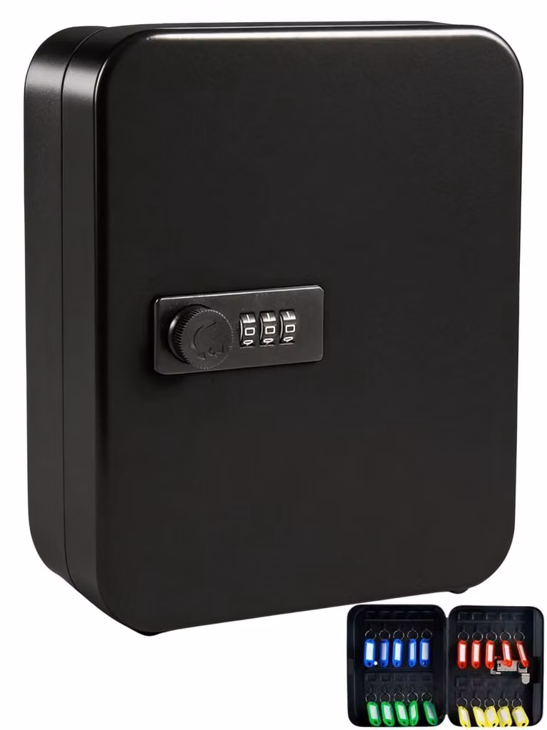 Cassaforte per chiavi con codice numerico, realizzata in acciaio, organizer per chiavi con 20 ganci numerati, da montare a parete