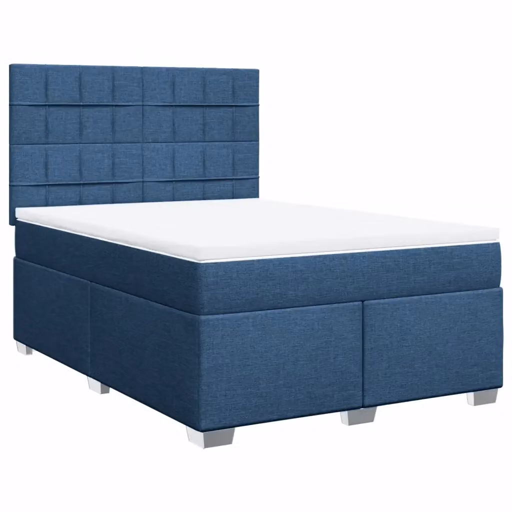Letto con Giroletto a Molle e Materasso Ibrido vidaXL, Blu e Bianco, L/P/H: 160 x 200 cm – 2