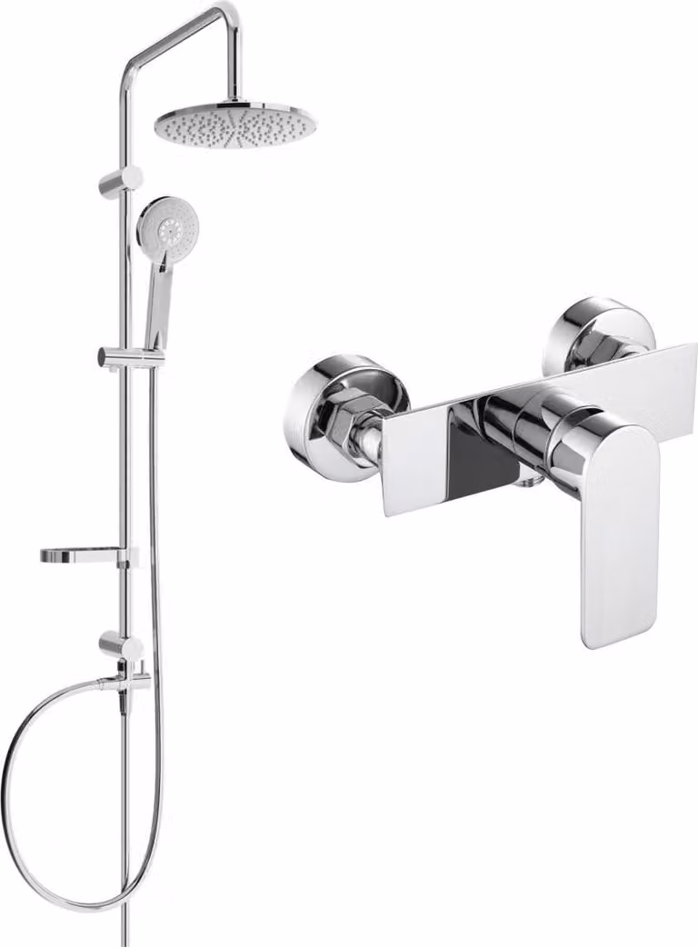 Mexen Carl set doccia esterno con soffione e miscelatore doccia Alfa, cromo - 745740240-00