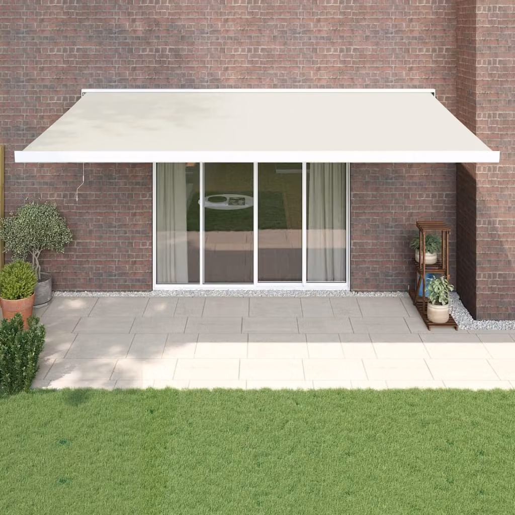 vidaXL Tenda da Sole Retrattile Manuale in Alluminio e Poliestere Beige L: 500 cm, P: 300 cm