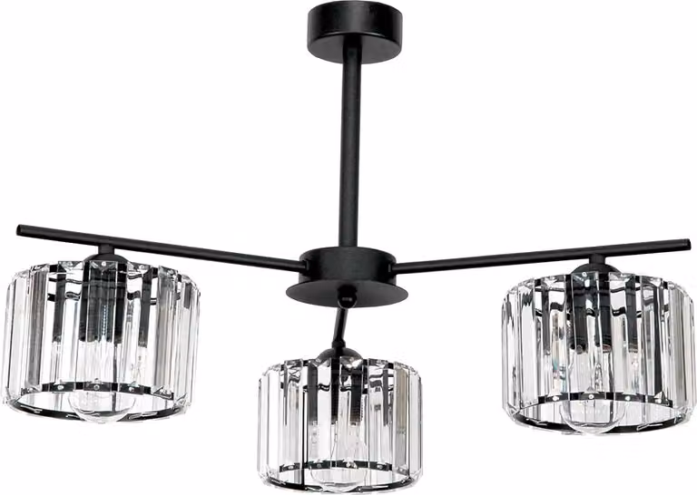 Lampada da soffitto, nera, classica, paralume in cristallo APULLA 15-102