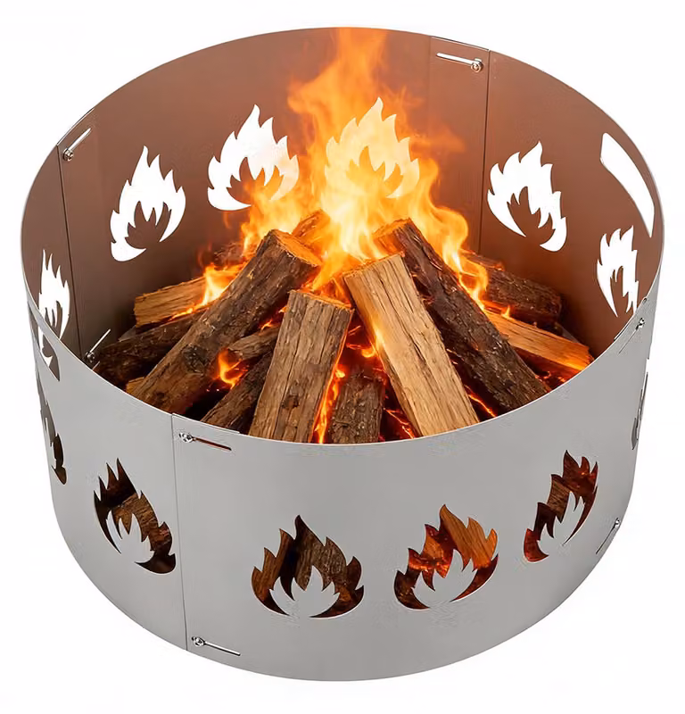 Ikodm Protezione antiscintille, braciere componibile color argento con copertura antincendio, diametro 70–75 cm, regolabile