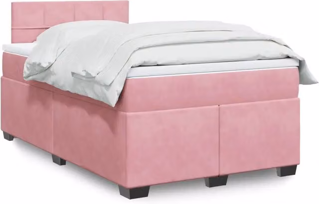 Giroletto a Molle con Materasso Rosa 120x190 cm in Velluto 3286263