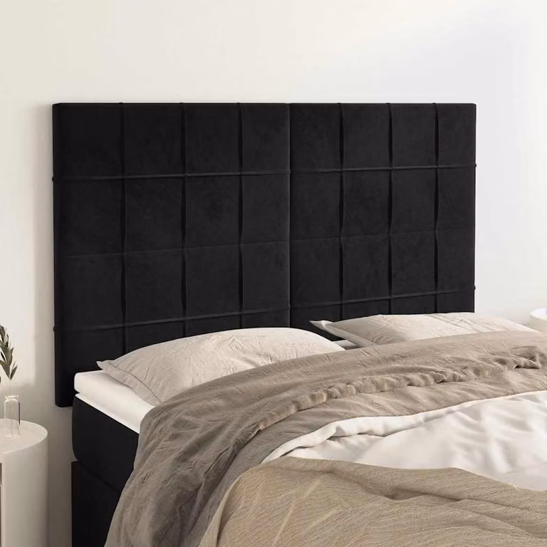 Testiera per letto vidaXL in velluto nero con pannello imbottito L: 144 cm, P: 5 cm, H: 118-128 cm