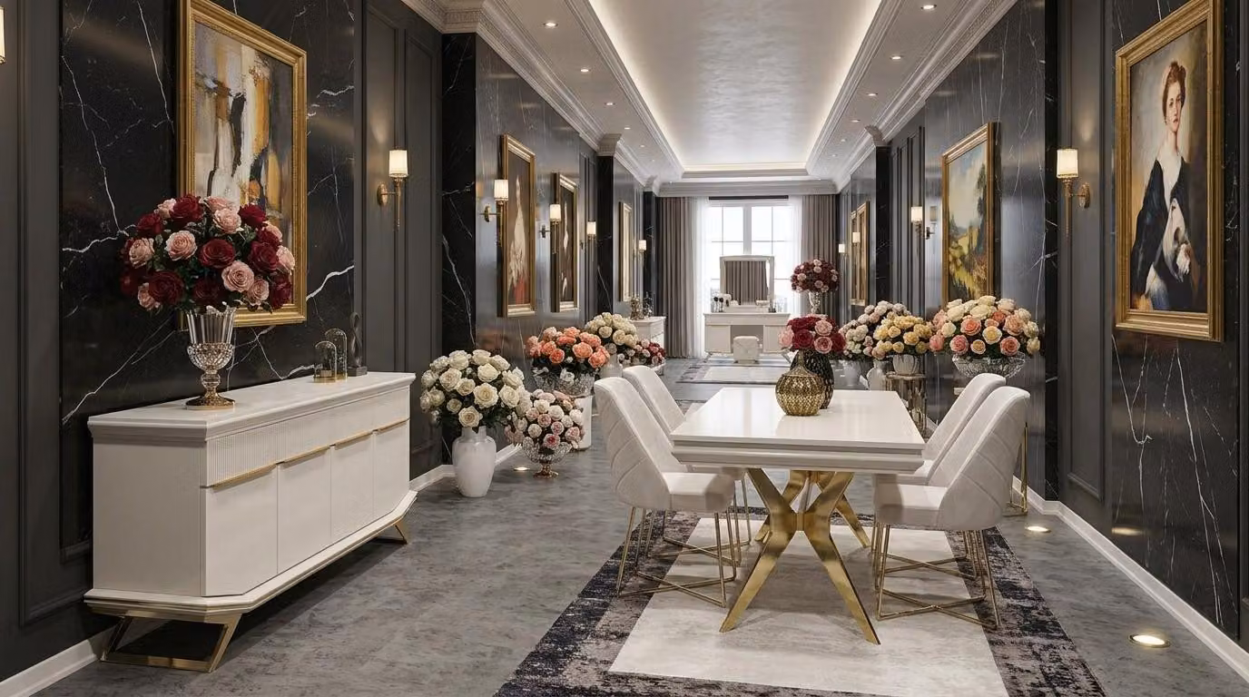 Console da parete per soggiorno, stile moderno, colore bianco, forma rettangolare