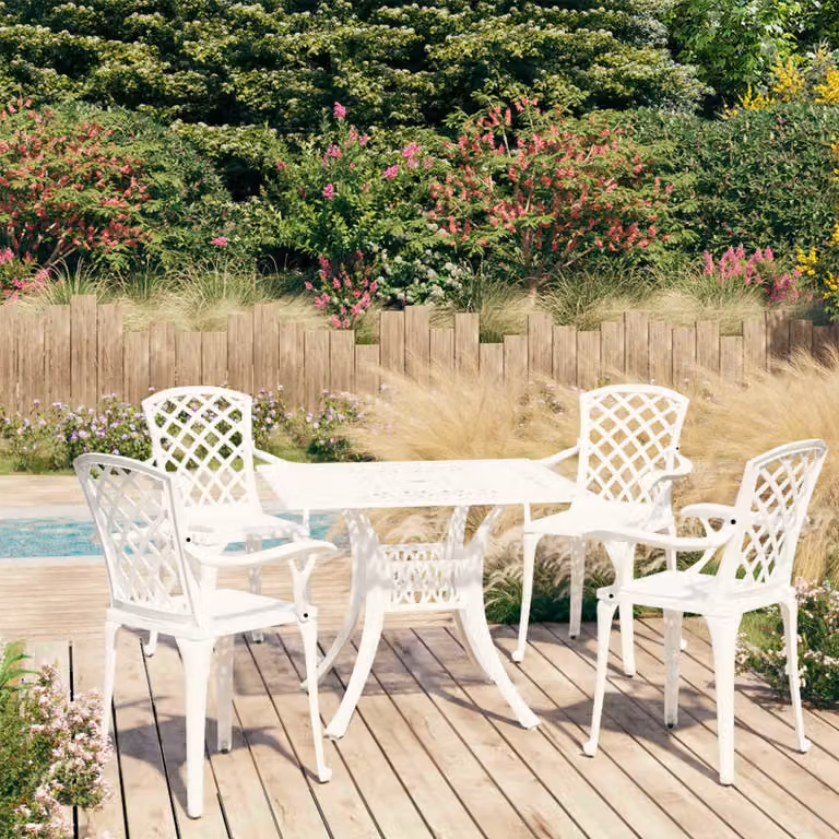 Maison Exclusive - Set da bistrot da 5 pezzi in fusione di alluminio, bianco