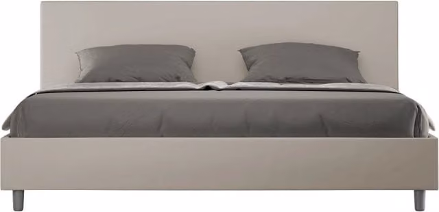Letto matrimoniale king size con contenitore BS COM imbottito in similpelle color beige L/P/H: 222 x 106 x 215 cm – 1