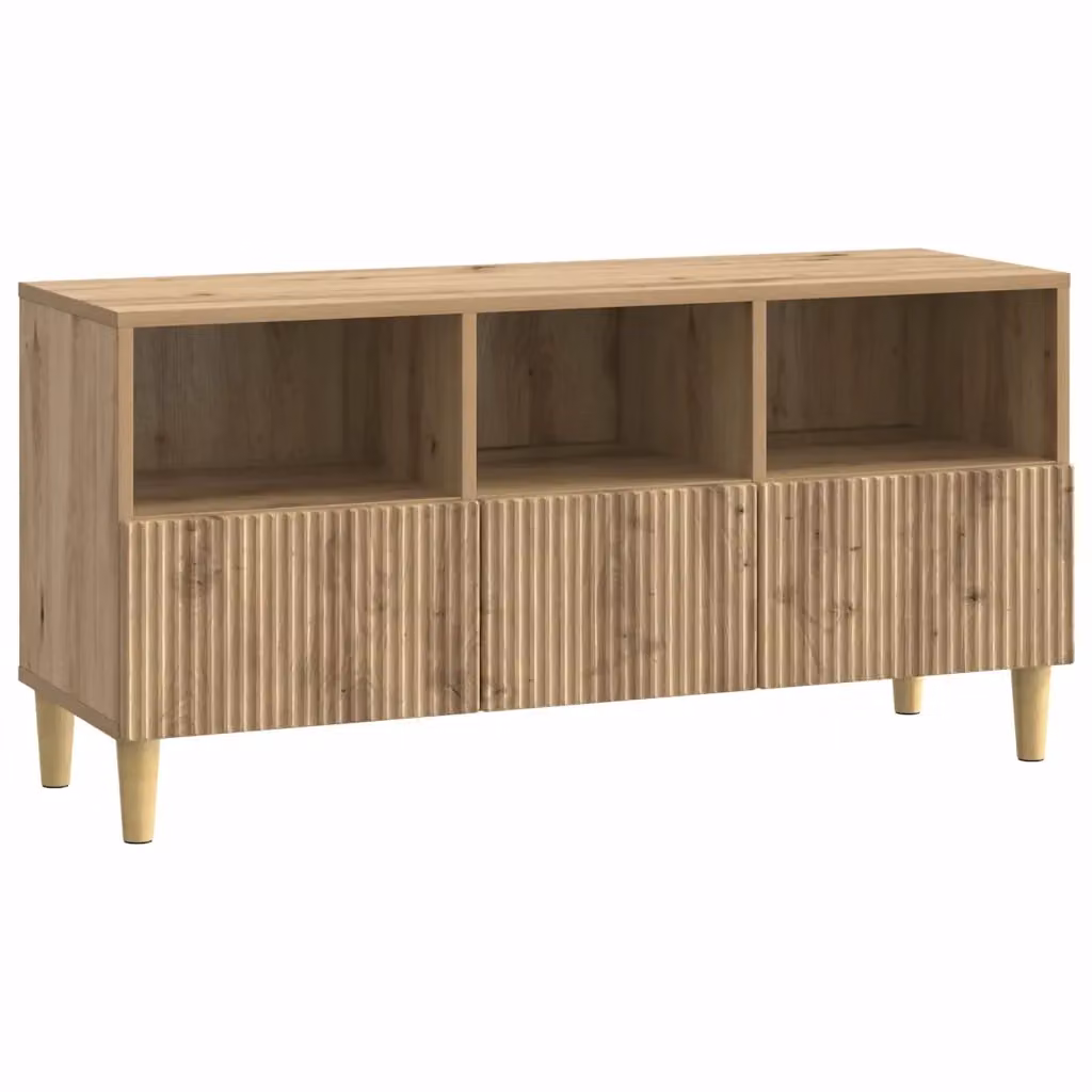 Mobile TV moderno in rovere color marrone con cassetto, L/P/H: 102 x 34,5 x 50 cm – 2