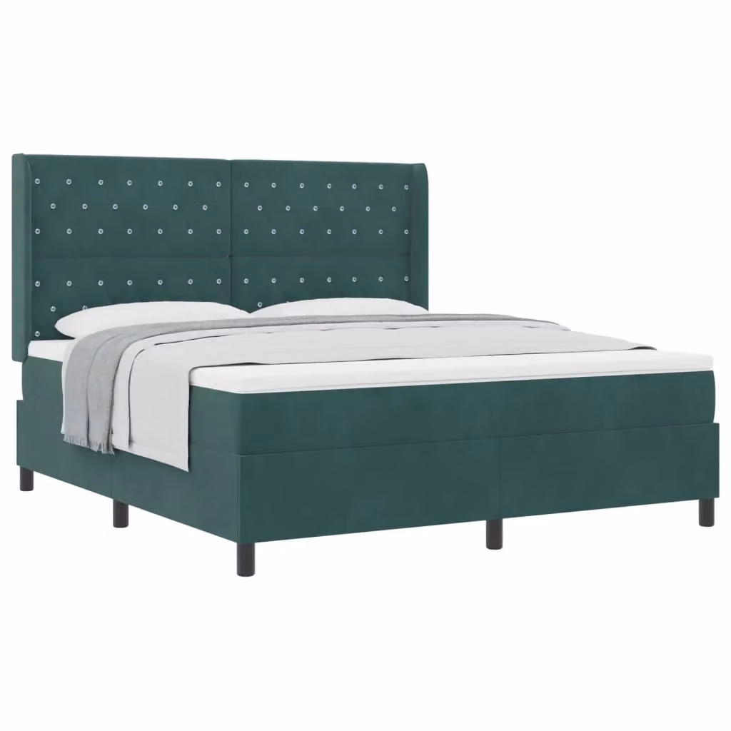 Letto a molle con materasso vidaXL in velluto verde, L/P/H: 180 x 200 x 128 cm – 2