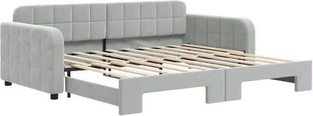 Divano letto | Sof¨¤ letto | Letto singolo Estraibile Grigio Chiaro 90x190 Velluto