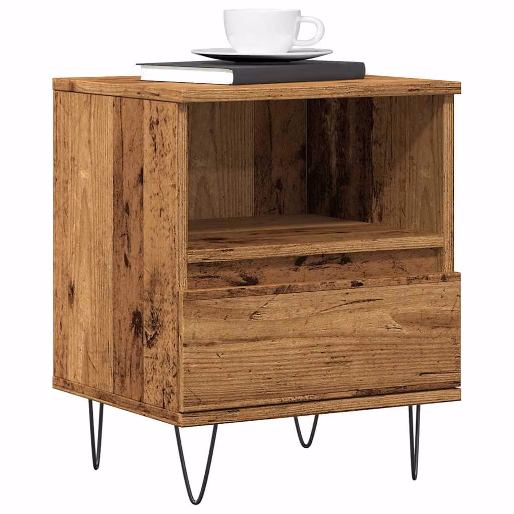 Comodino sospeso vidaXL in legno e metallo marrone opaco L 40 cm x P 35 cm x H 50 cm
