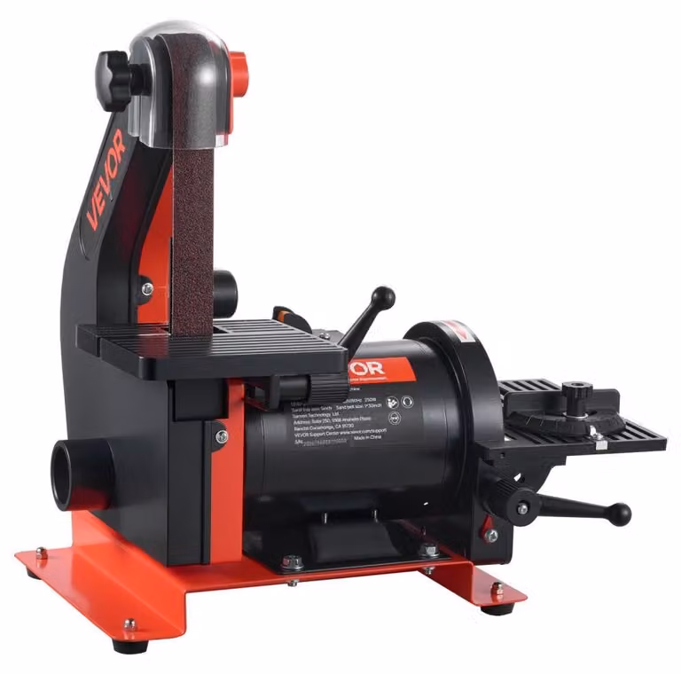 Levigatrice a nastro da 250 W, disco da 127 mm, nastro da 25,4 x 762 mm, piano di lavoro regolabile da 0° a 45°