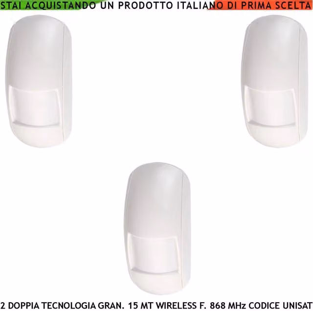 Set di 3 Sensori di Movimento Securvera Bianchi con Doppia Tecnologia Antifurto, Connessione WiFi e Smart App, Rilevatore di Intrusi con Funzione Anti Jamming e Antimanomissione