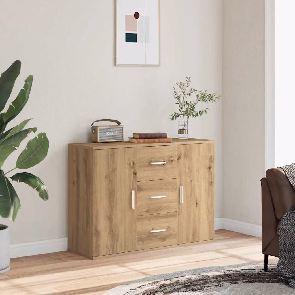 Credenza vidaXL in Legno Rovere e Metallo, Colore Marrone, L 90 x P 29,5 x H 65 cm