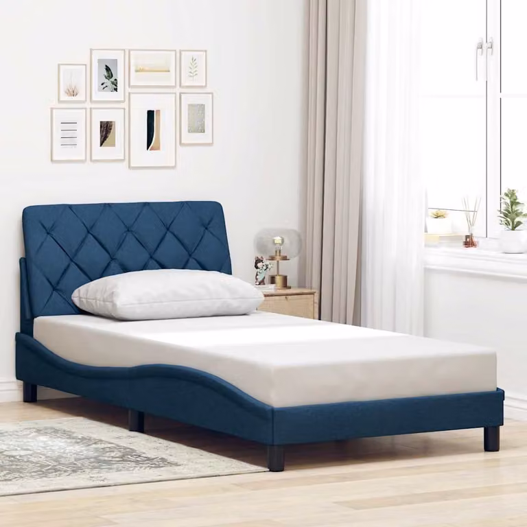 Giroletto vidaXL senza materasso in tessuto blu, L 100 x P 200 cm