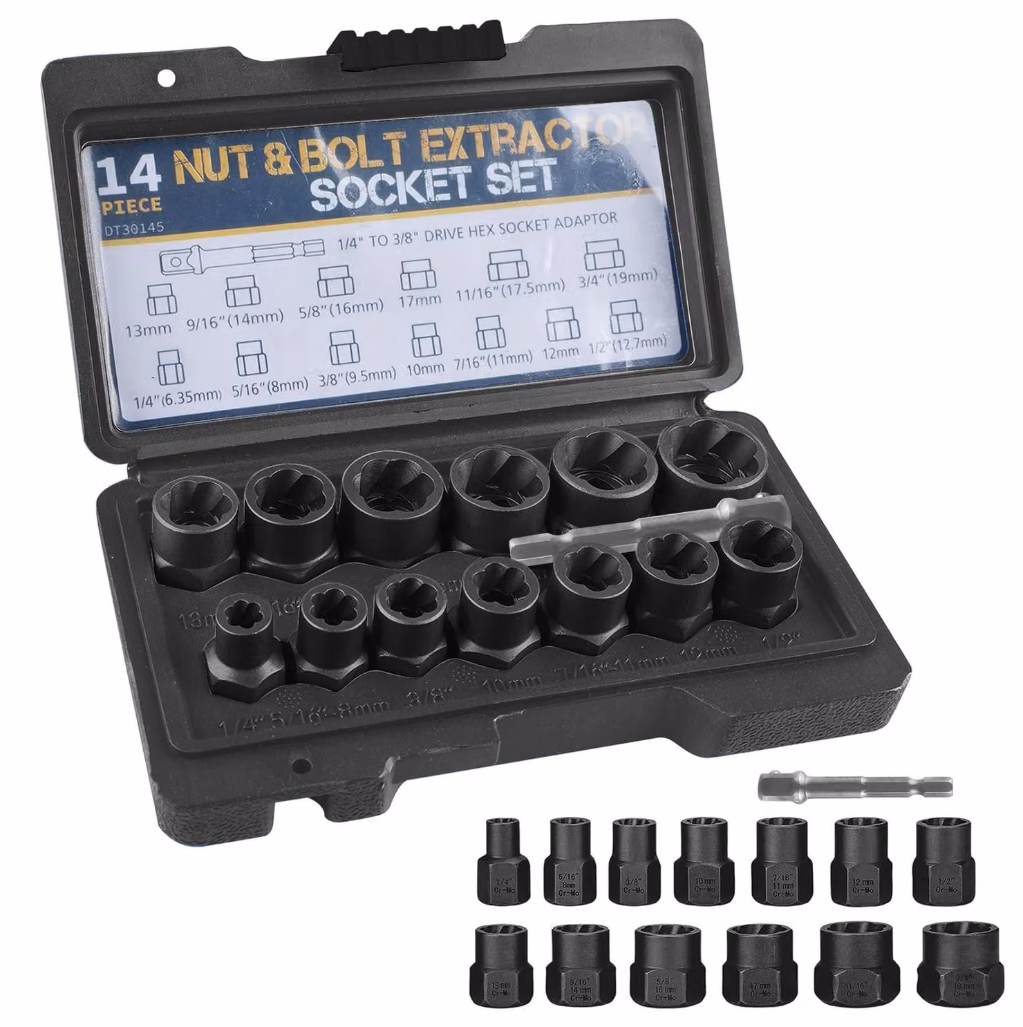Set di cacciaviti a taglio, 14 pezzi, da 6,35 a 19 mm, per viti danneggiate