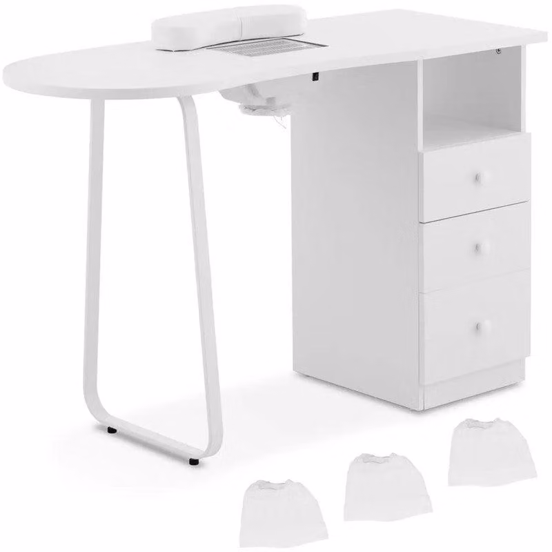 Tavolo da manicure con aspirapolvere integrato e comodi cassetti – bianco