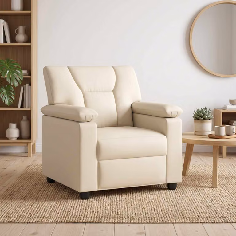 Divano moderno vidaXL in similpelle color beige, L: 91 cm, P: 85 cm, H: 93 cm