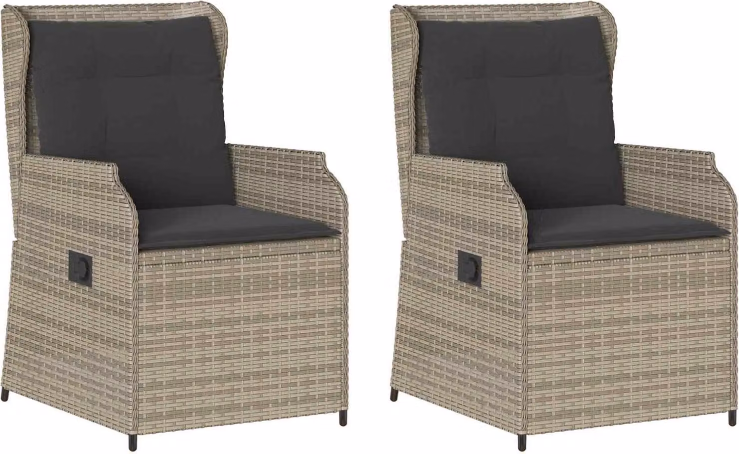 Panchina da giardino 2 pcs Grigio chiaro polyrattan