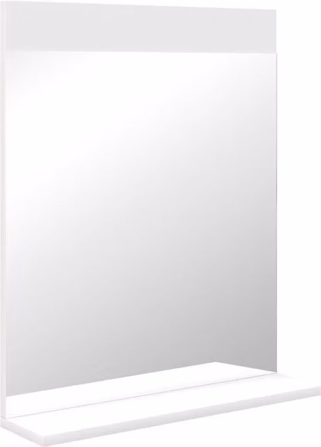 Specchio da bagno moderno HOMCOM con mensola portaoggetti in vetro e MDF, Bianco, L: 50 cm, P: 12 cm, H: 60 cm