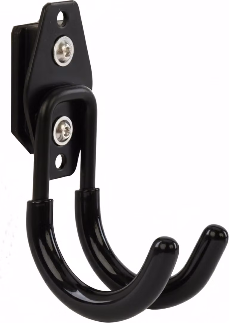 Gancio portautensili di BOTLE per sistema di valigie Qbrick per utensili elettrici, a forma di U 7 cm, stabile con rivestimento in PVC, per garage, capanni, gancio per abiti e rullo per verniciatura, gancio doppio, portata fino a 40 kg, nero