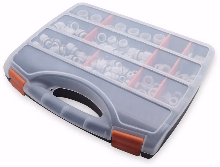QUADRIOS, 2102CA111, Assortimento di pressacavi, grigio - PG, 224 pezzi