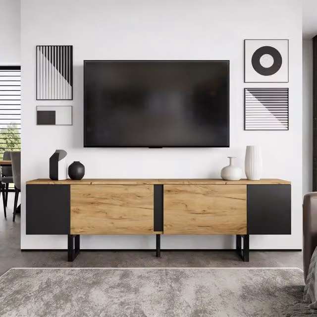 Mobile TV Lowboard ¨C MINIMAL ¨C Rovere/Bianco, 2 Ante, 180x40x55 cm