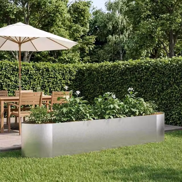Letto rialzato da giardino vidaXL in acciaio inox color argento L: 220 cm, P: 40 cm, H: 40 cm – 1