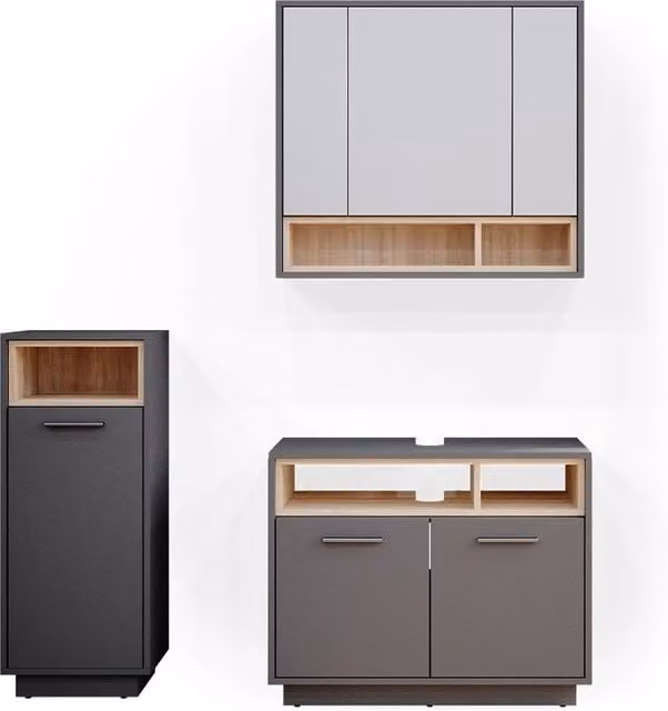 Set mobili bagno Beatrice Antracite 3 pezzi Vicco