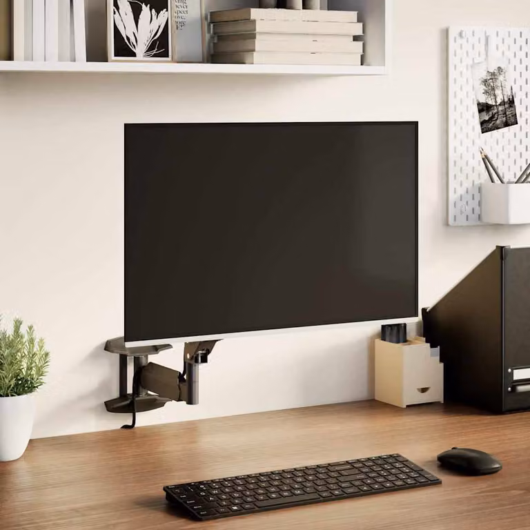 vidaXL Supporto da Parete per Monitor fino a 27 Pollici con Molla a Gas, Nero, VESA 75x75 mm