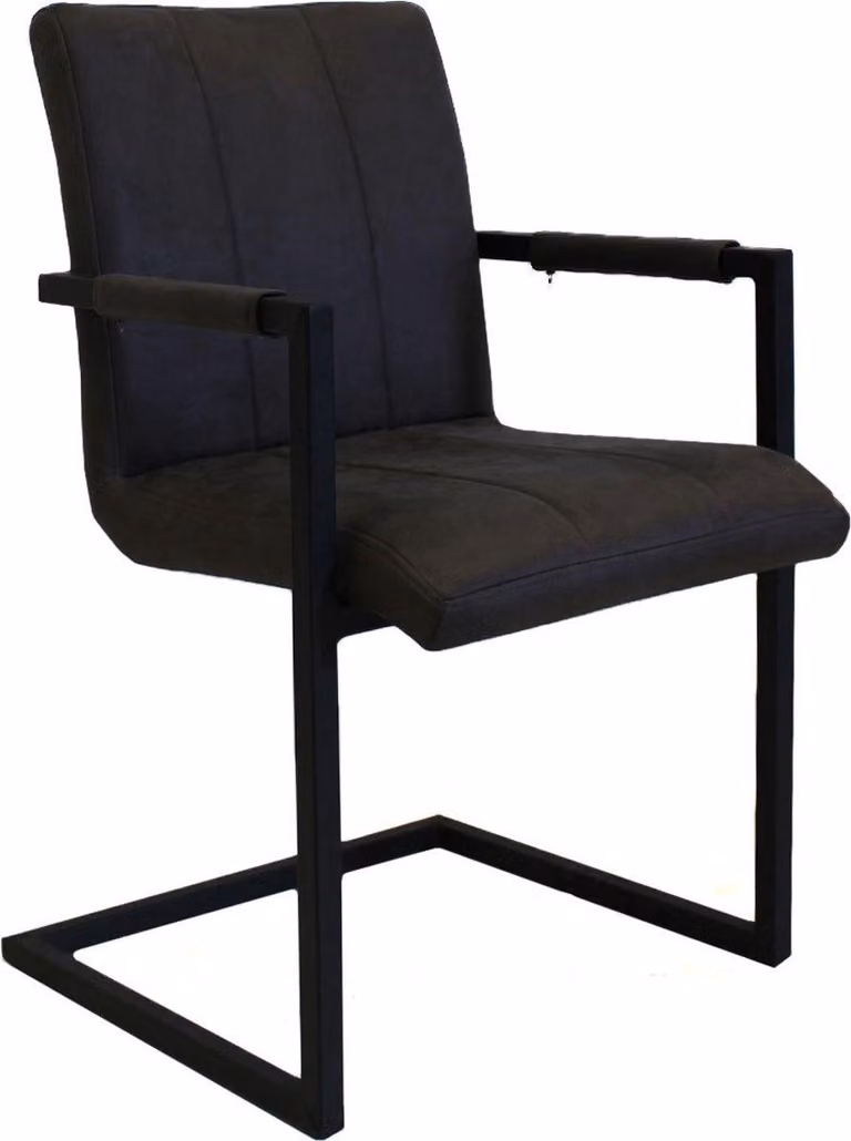 Sedie da sala da pranzo – Nero – Microfibra – Gambe in metallo – Stile industriale – Altezza seduta 46 cm – Sedia singola – 1 pezzo