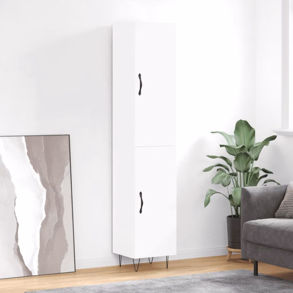Credenza moderna vidaXL bianca in legno e metallo L/P/H: 34,5 x 34 x 180 cm