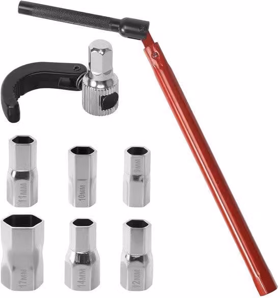 Set di chiavi regolabili per tubature Unyqoos® da 9 a 17 mm, realizzate in acciaio di alta qualità, con superficie resistente alla corrosione, ganasce rotanti e impugnatura ergonomica antiscivolo