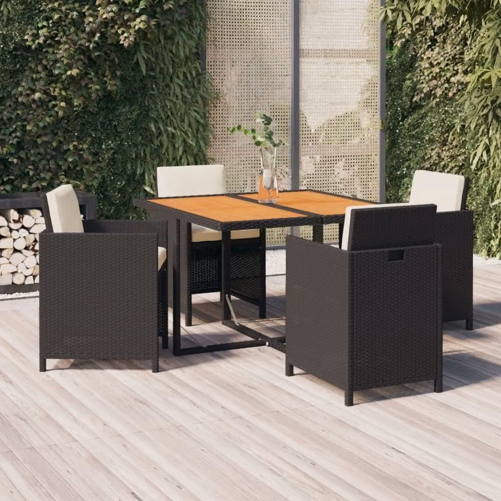 Maison Exclusive - Set da pranzo da giardino a 5 pezzi con cuscini in rattan sintetico nero