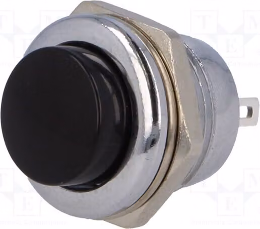 1 interruttore a pulsante, modello R13-507MA-BB, tipo Stard, con posizione OFF-(ON), capacità: 3A/250VAC