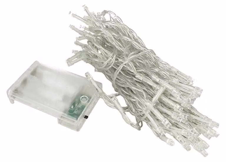 Catena luminosa a LED, 10 metri, luce bianca fredda, 30 LED, alimentazione a batteria