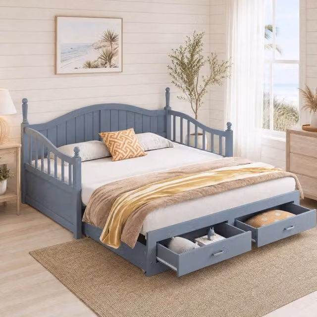Divano letto Mivray grigio con letto estraibile e cassetti in legno, dimensioni 90 x 190 cm trasformabile in 180 x 190 cm