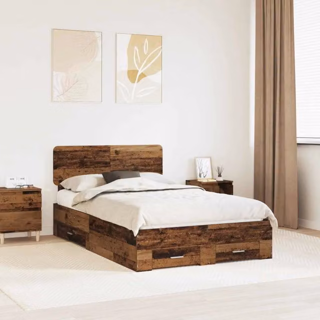 Struttura del letto con cassetto Legno vecchio 120 x 190 cm 3412407