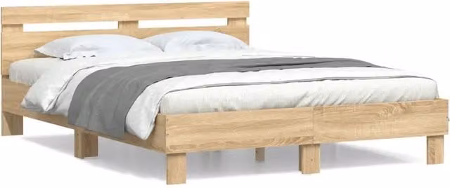 Letto matrimoniale | Letto per adulti | Giroletto Testiera Rovere Sonoma 140x190 cm Legno Multistrato
