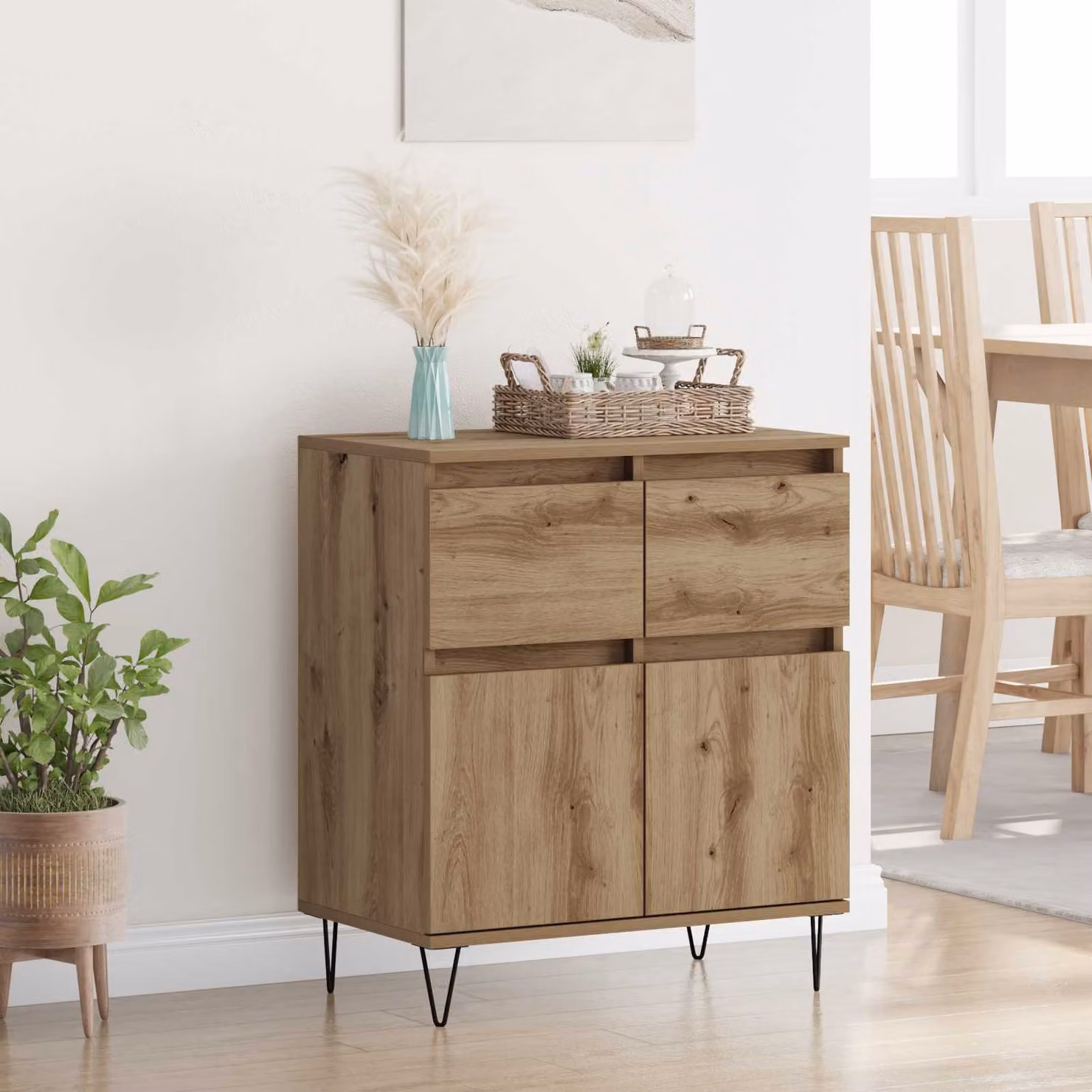 Credenza moderna vidaXL in legno e metallo marrone L: 60 cm, P: 35 cm, H: 70 cm
