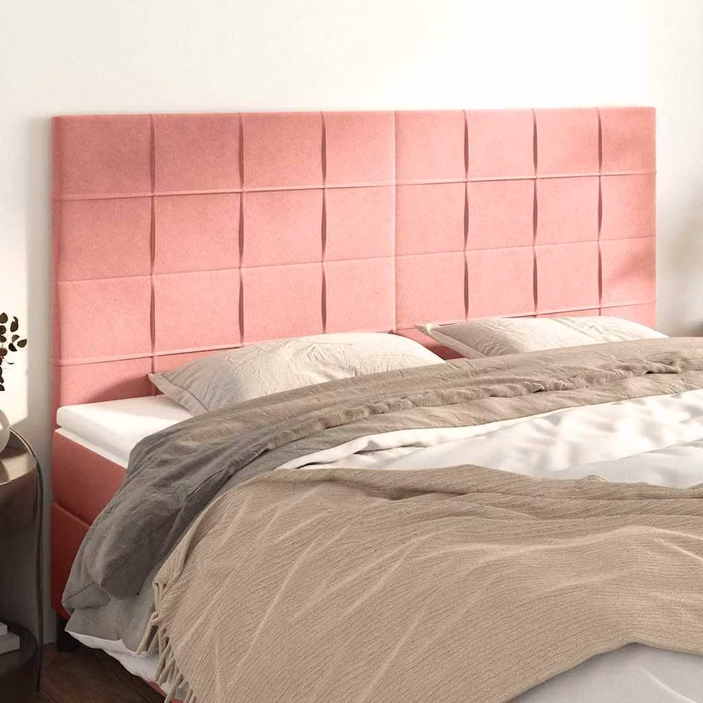 Testiera per letto vidaXL in velluto rosa con struttura imbottita L: 200 cm, P: 5 cm, H: 118/128 cm